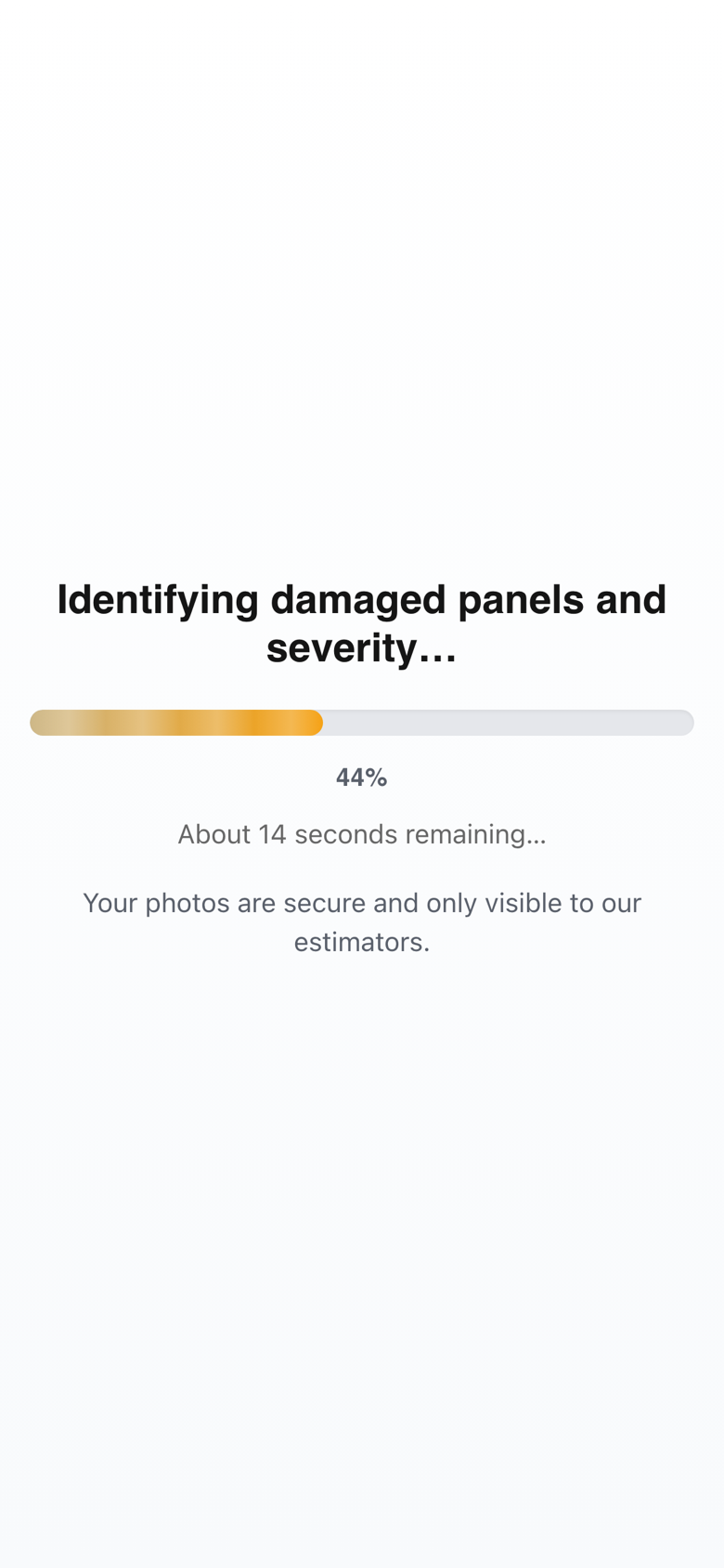 Step three: AI analyzing the photos, identifying damaged panels and severity